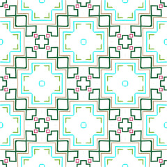 Vector geometric ornament in ethnic style. Seamless pattern with  abstract shapes, repeat tiles. Repeating pattern for decor, textile and fabric.