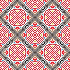 Vector geometric ornament in ethnic style. Seamless pattern with  abstract shapes, repeat tiles. Repeating pattern for decor, textile and fabric.