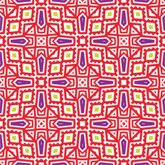 Vector geometric ornament in ethnic style. Seamless pattern with  abstract shapes, repeat tiles. Repeating pattern for decor, textile and fabric.