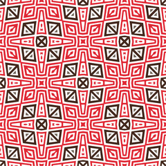 Vector geometric ornament in ethnic style. Seamless pattern with  abstract shapes, repeat tiles. Repeating pattern for decor, textile and fabric.