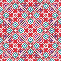 Vector geometric ornament in ethnic style. Seamless pattern with  abstract shapes, repeat tiles. Repeating pattern for decor, textile and fabric.