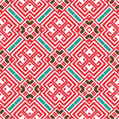 Vector geometric ornament in ethnic style. Seamless pattern with  abstract shapes, repeat tiles. Repeating pattern for decor, textile and fabric.