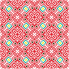 Vector geometric ornament in ethnic style. Seamless pattern with  abstract shapes, repeat tiles. Repeating pattern for decor, textile and fabric.