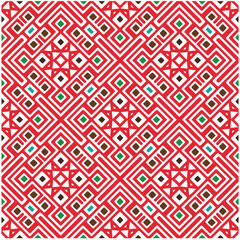 Vector geometric ornament in ethnic style. Seamless pattern with  abstract shapes, repeat tiles. Repeating pattern for decor, textile and fabric.