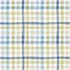 Gingham seamless pattern. watercolors checkered plaid, rustic tartan background, vector spring picnic textile, rustic farmhouse print