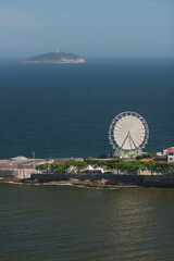 FERRIS WHEEL, brazil, rio de janeiro, copacabana, beach, sea, water, ship, boat, city, coast, port, bay, boats, sky, travel, ocean, harbor, summer, island, harbour, transportation, landscape, ferry, p