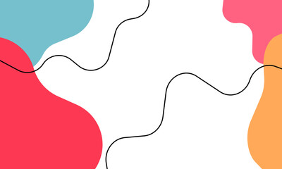 Modern minimalist, hand drawn abstract background, banner, poster, cover design with wavy lines and cute colorful shapes. simple, natural, organic and trendy vector illustration.