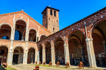 Fototapeta na wymiar Basilica of Sant'Ambrogio in Milan, Italy