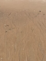 Desenhos de veios na areia da praia
