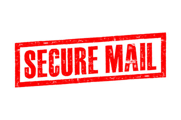 Red grunge stamp with the words 'Secure Mail' on a white background. Ideal for themes related to communication, digital security, and postal services.