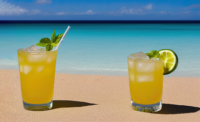 Obraz premium Summer mojito drinks on the beach