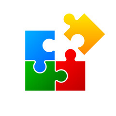 Teamwork Business concept. Team Lead and subordinates. People connect puzzle elements. Symbol of teamwork, cooperation and partnership. The famous puzzle pattern. Vector illustration.