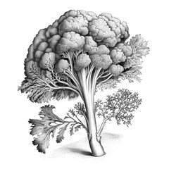 sketch of broccoli -  Created with Generative AI technology.