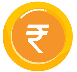 Indian rupee sign gold coin