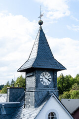 Naturschiefer, Schieferdach Eindeckung Dachturm Uhrturm