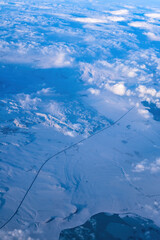 aerial view of snowy landscape 