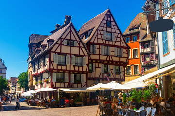 Beautiful view of colorful romantic city Colmar, France, Alsace