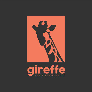 Giraffe logo icon vector. Modern negative space animal design