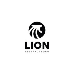 Lion head vector logo. Lion vector symbol inside a circle