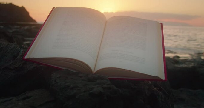 Open book on nature background. Learning is light and ignorance is darkness. Ancient scripture.