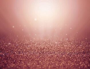 rose gold sparkle bokeh abstract background.	