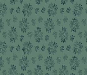 Leaves vector repeat pattern on Dull-Sea Green color background