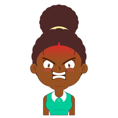 afro woman angry face cartoon cute