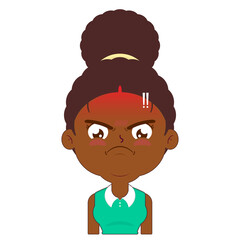 afro woman angry face cartoon cute