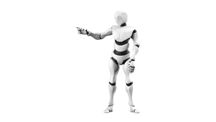 Detailed appearance of the gold-black AI robot under white background. Concept 3D CG of automatic operation, optimization and block chain. PNG file format.