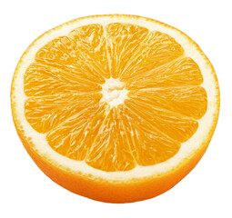 Ripe half of orange citrus fruit isolated on transparent background