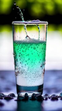 Close up of refreshing drink cinemagraph vertical video