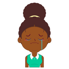 afro woman crying and scared face cartoon cute