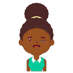 afro woman crying and scared face cartoon cute