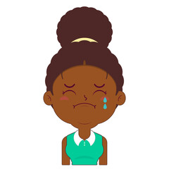 afro woman crying and scared face cartoon cute