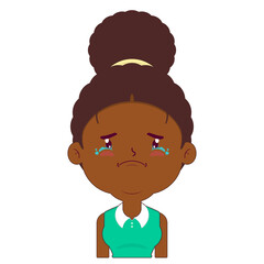afro woman crying and scared face cartoon cute