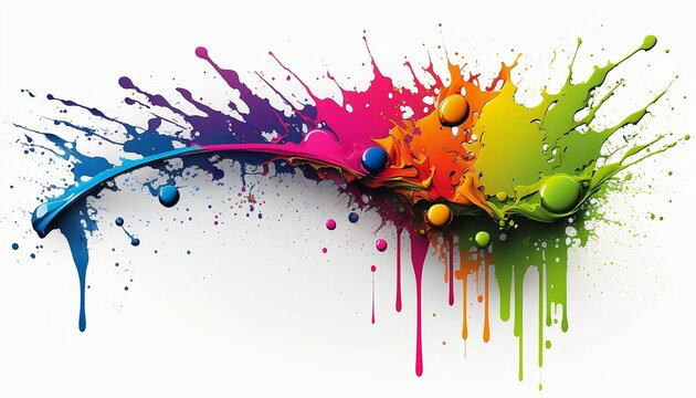 Rainbow splashes on white
