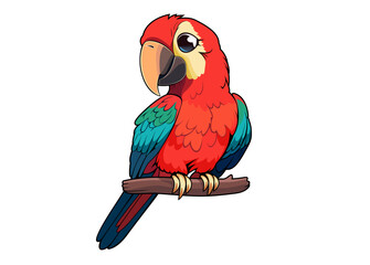 Cute Vector cartoon Green-winged macaw ara parrot sticker