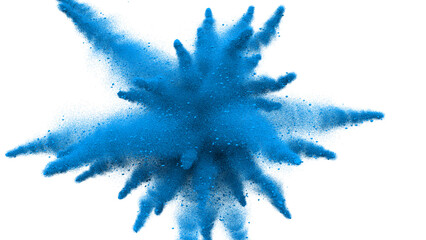 Explosion of blue powder on a transparent background	
