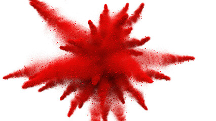 Explosion of red powder on a transparent background	
