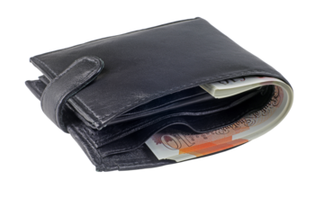 An isolated wallet with uk money isolated on a white background. png	
