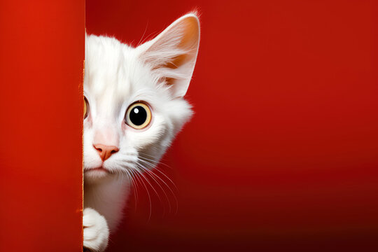 ner on a red background, with copy space. Generative AI