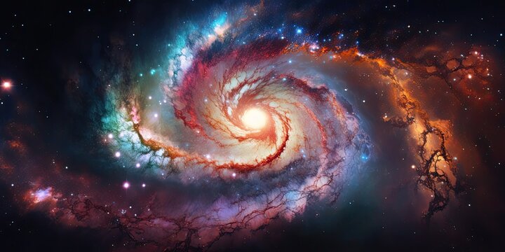 Colorful space galaxy cloud nebula. Stary night cosmos. Universe spiral science astronomy. Supernova background wallpaper