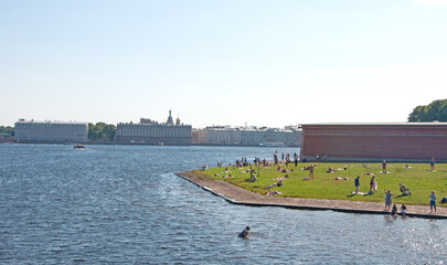 View of the Neva River near the Peter and Paul Fortress in St. Petersburg