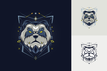 scary panda with ornament background © AGORA