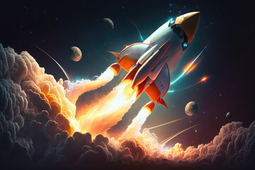 Obraz na płótnie Canvas Epic and dynamic Rocket Launch Design , generative ai