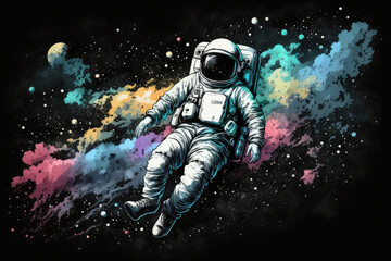 Fototapeta na wymiar Jolly astronaut floating amongst the stars in space, generative ai