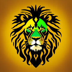 Fototapeta na wymiar Rasta lion icon. Jamaica. Colorful. Generative AI