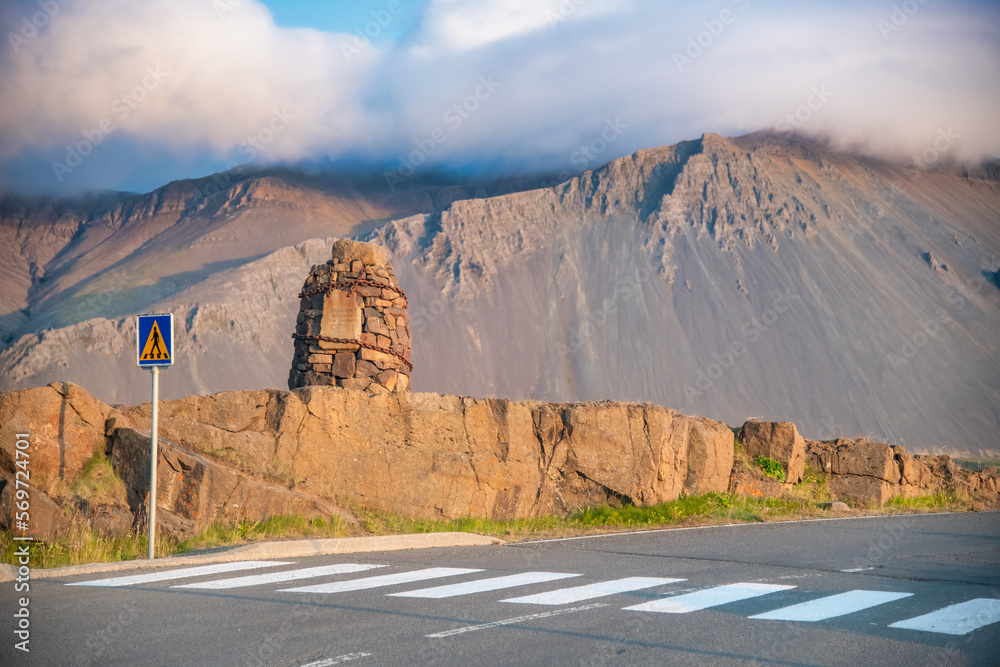 Wall mural driving along the beautiful roads of iceland in summer season