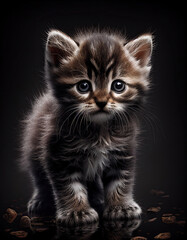 Adorable Realistic Kitten. Fluffy Cute Cat. Logo, Image, Animal. Generative AI