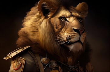 Military Lion High Ranking General Profile Generative AI
